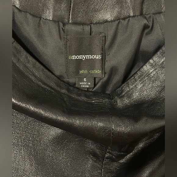 Anonymous John Carlisle Black Leather Pants Bootcut Leg Lined - Picture 4 of 7